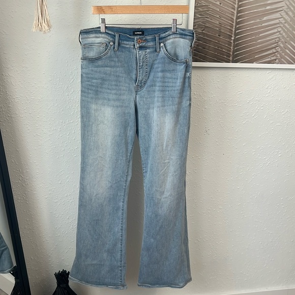 Express Denim - Express Mid Rise Light Wash Flare Jeans